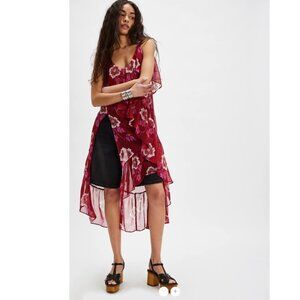 NWT Free People Sunfaded Maxi Top Asymmetrical Floral Chiffon Dress